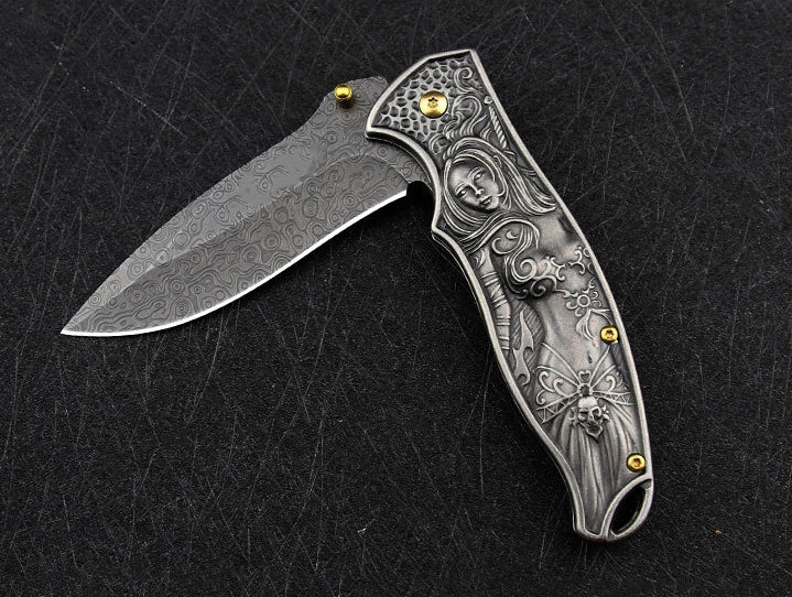 Sacred Emblem Handle Folding Pocket EDC Tool