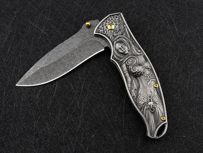 Sacred Emblem Handle Folding Pocket EDC Tool