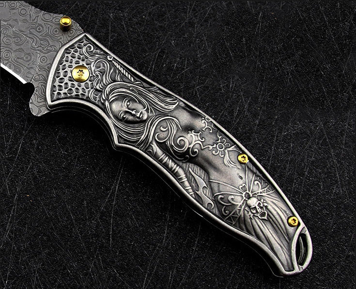Sacred Emblem Handle Folding Pocket EDC Tool