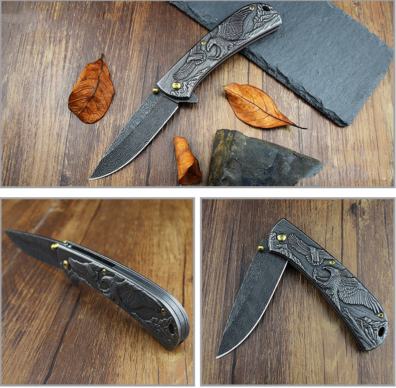 Multi-Animal Embossed Handle Folding Pocket Tool for Outdoor Use
