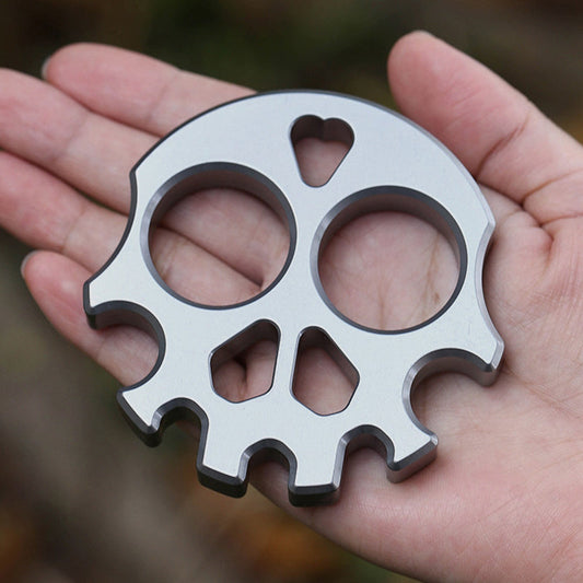Silver Titanium Plated Skull Multifunctional Everyday Carry Tool