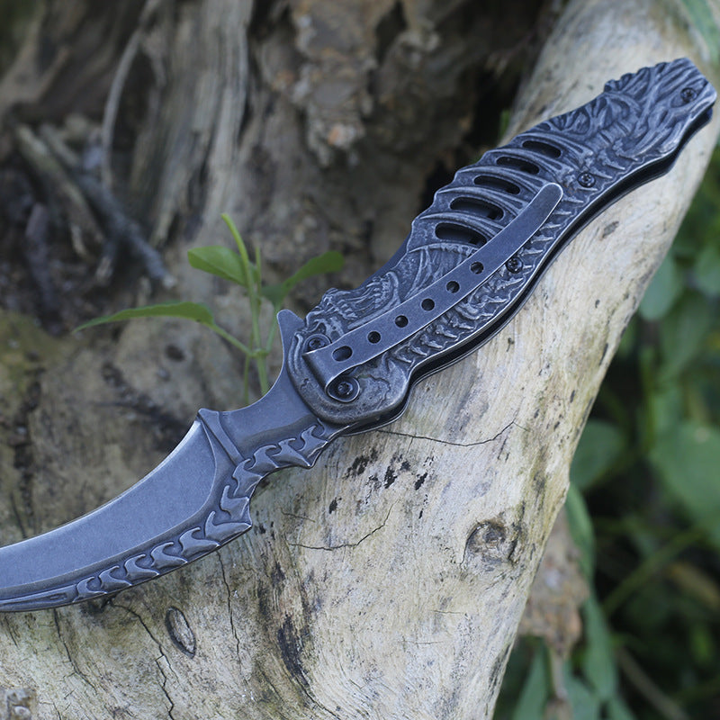 Stone-Washed Embossed Folding Pocket Tool for Outdoor Use