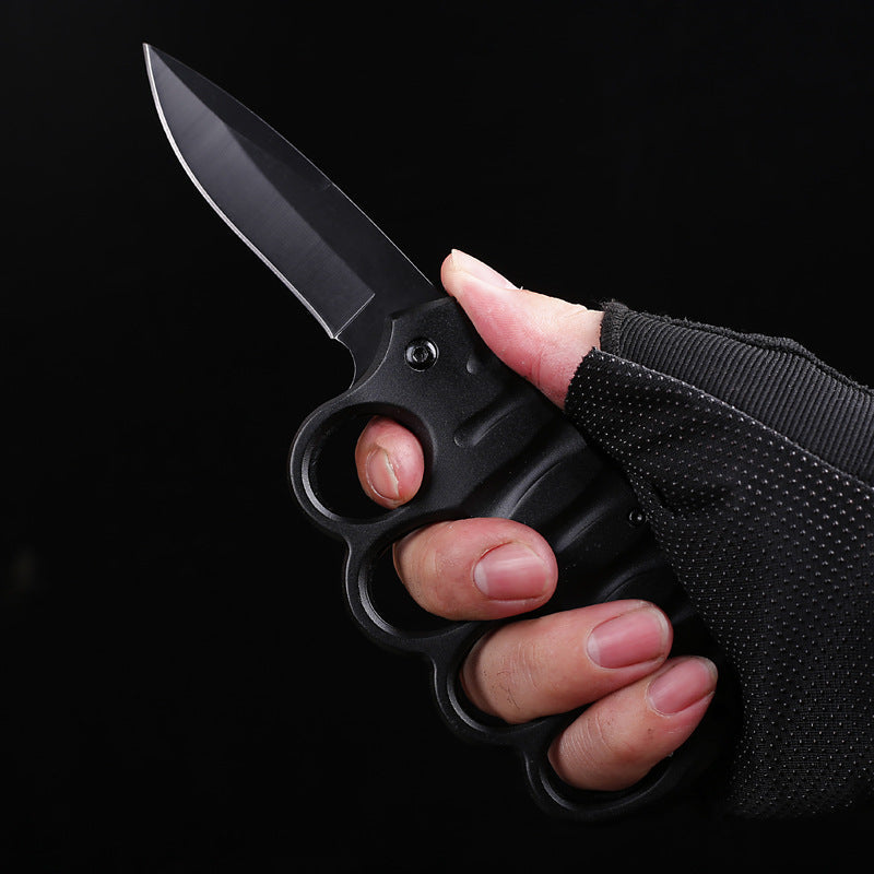 Versatile Four-Hole Outdoor Tool with Black-Plated Titanium and Carbon Fiber