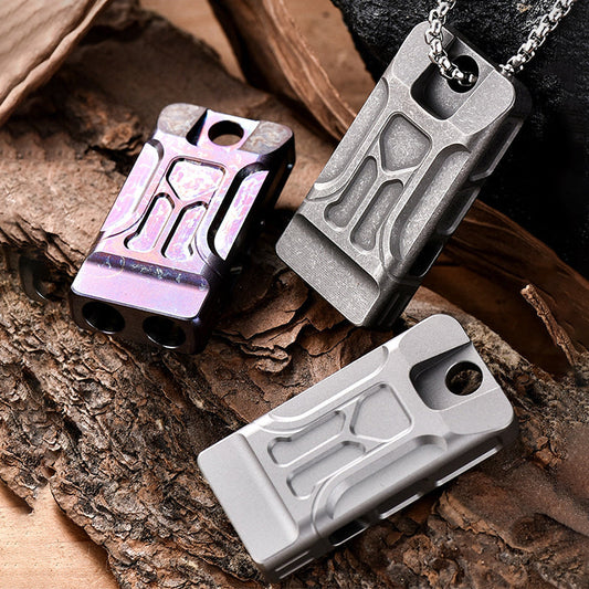 Titanium Twin-Tube Pendant Signal Whistle