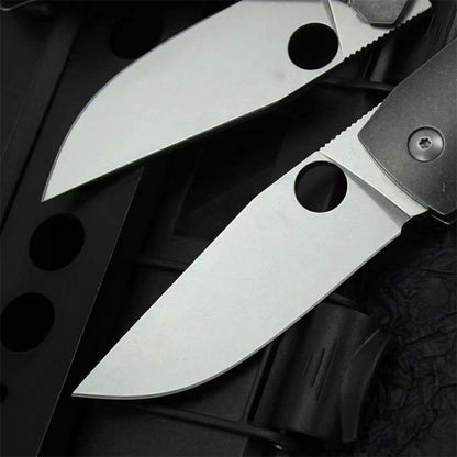 D2 Steel Folding Tool Featuring Titanium Alloy Handle for Outdoor Use
