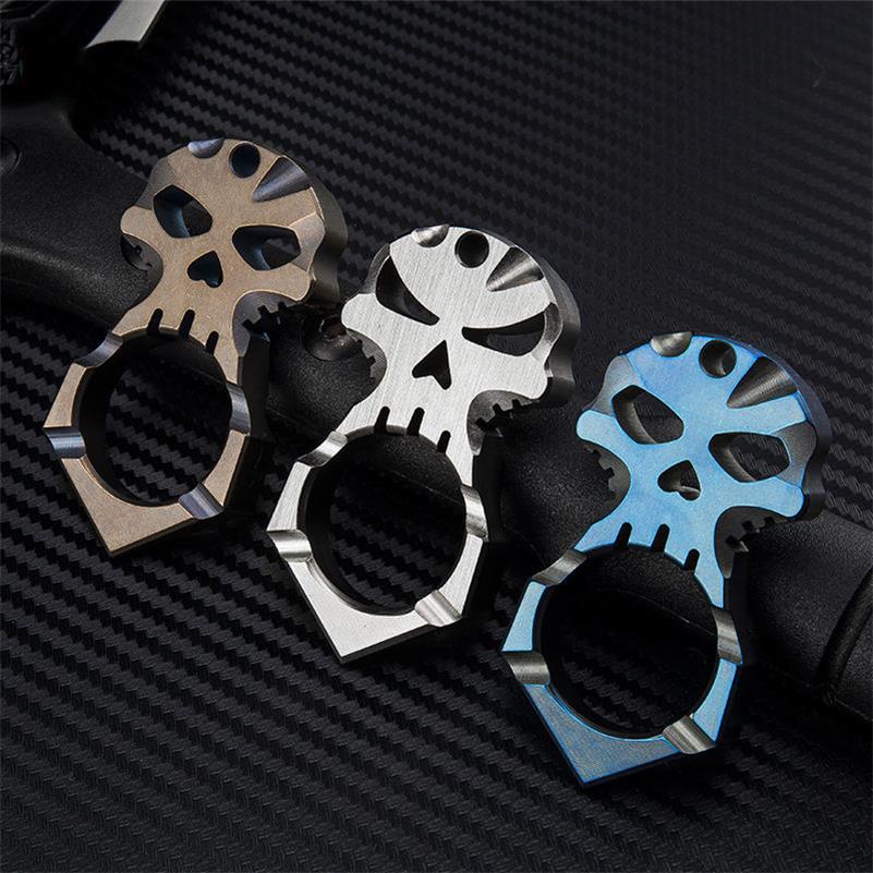 Portable Mini Titanium Skull Outdoor EDC Keychain Tool and Decoration
