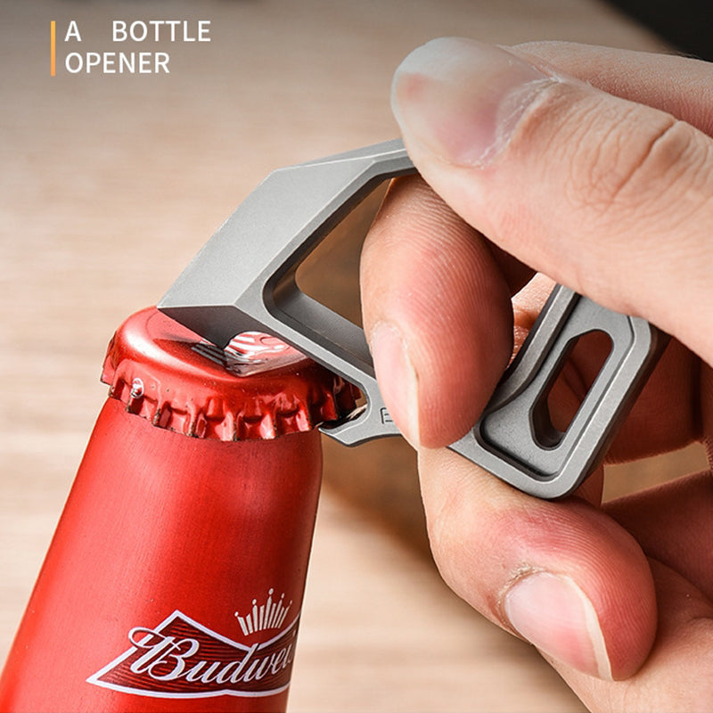 Outdoor Titanium Bottle Opener Pendant with Multiple Functions