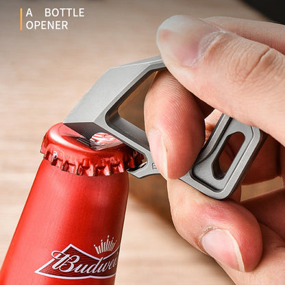 Outdoor Titanium Bottle Opener Pendant with Multiple Functions