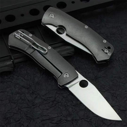 D2 Steel Folding Tool Featuring Titanium Alloy Handle for Outdoor Use
