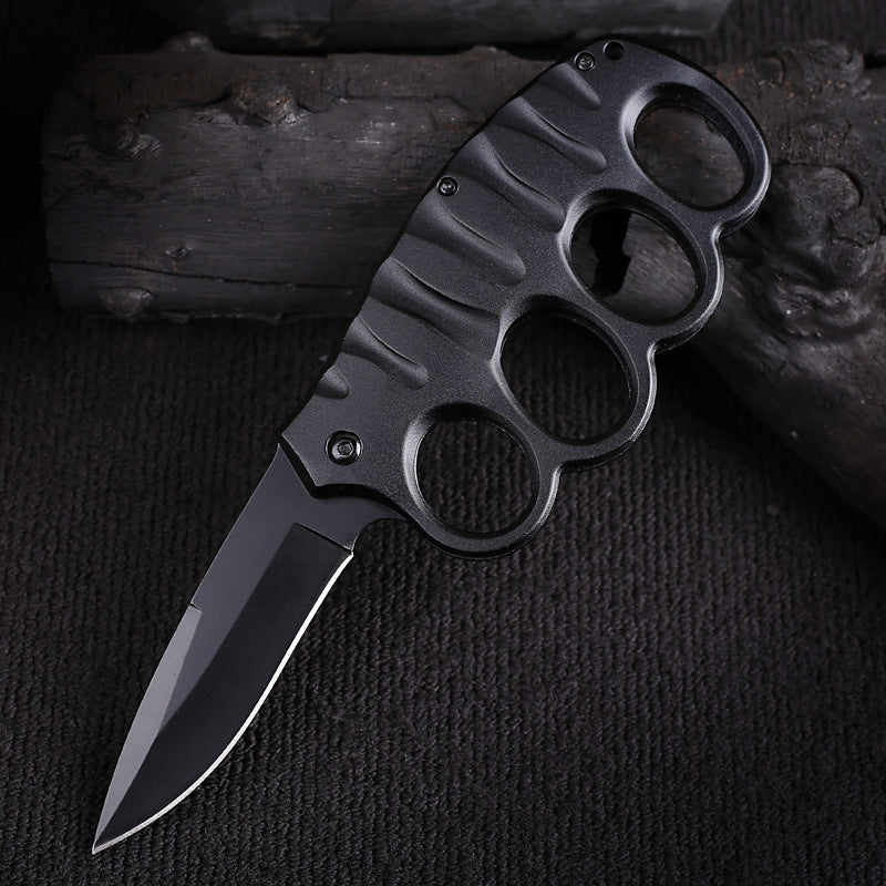 Versatile Four-Hole Outdoor Tool with Black-Plated Titanium and Carbon Fiber