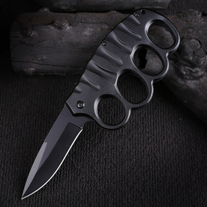 Versatile Four-Hole Outdoor Tool with Black-Plated Titanium and Carbon Fiber