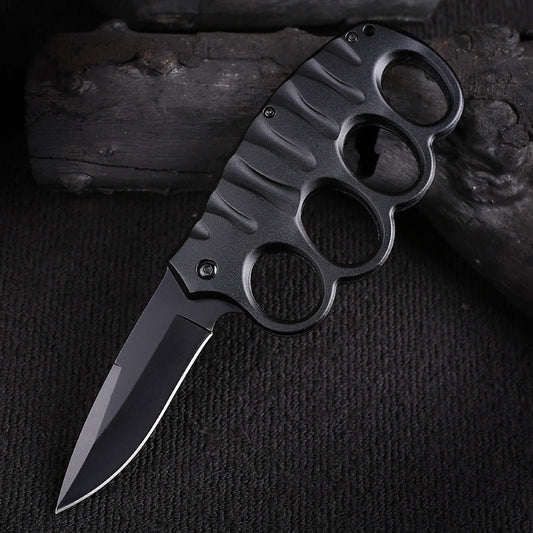 Versatile Four-Hole Outdoor Tool with Black-Plated Titanium and Carbon Fiber