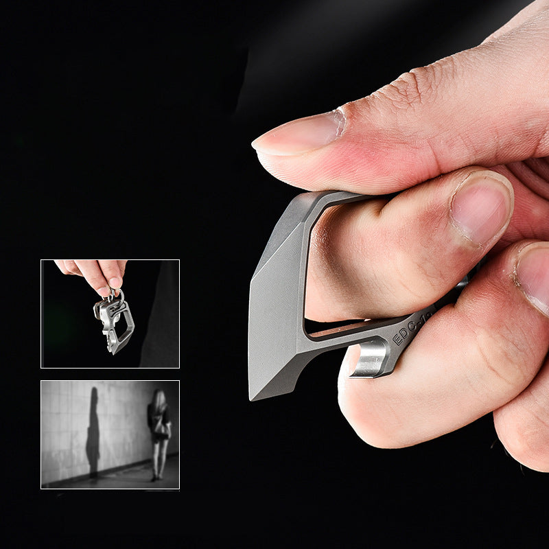 Outdoor Titanium Bottle Opener Pendant with Multiple Functions