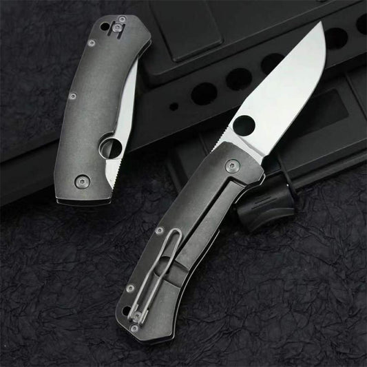 D2 Steel Folding Tool Featuring Titanium Alloy Handle for Outdoor Use