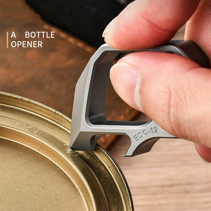 Outdoor Titanium Bottle Opener Pendant with Multiple Functions
