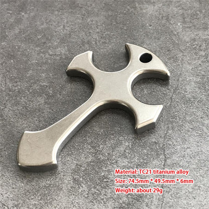 Cross Pattern Titanium Pendant Tool for Outdoor Carry