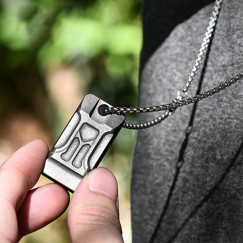 Titanium Twin-Tube Pendant Signal Whistle