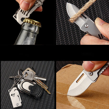 Portable Mini Folding Bottle Opener Pendant Keychain EDC Tool