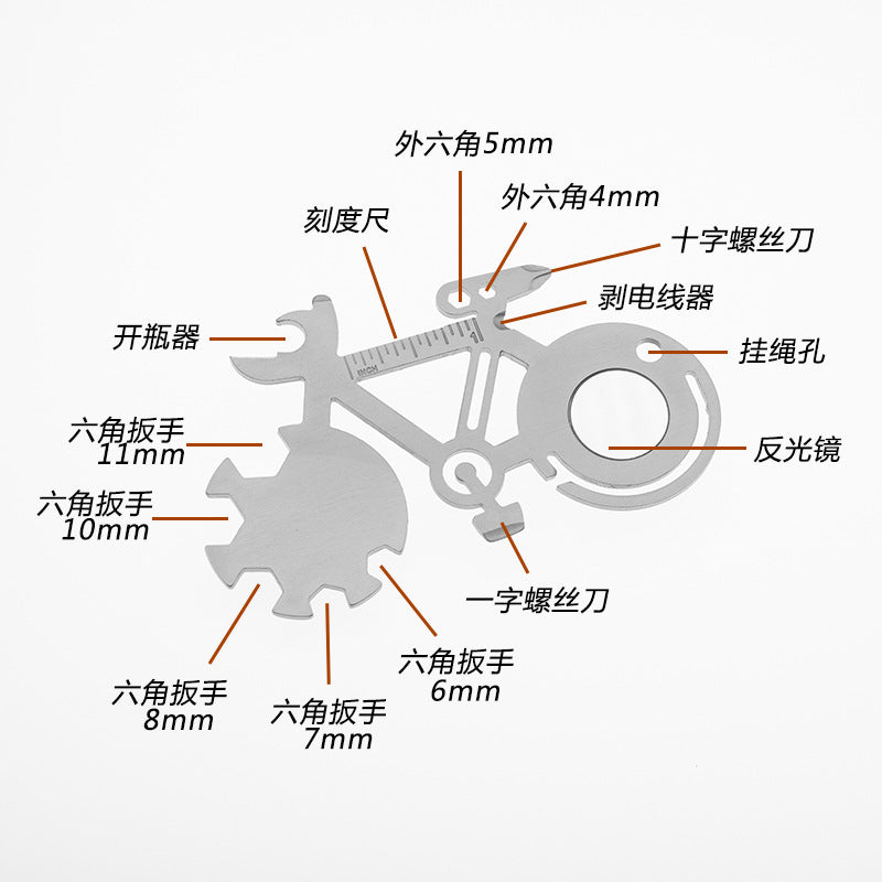 Multifunctional Bicycle Repair Tools Outdoor Survival EDC Portable Wrench Scale Tool