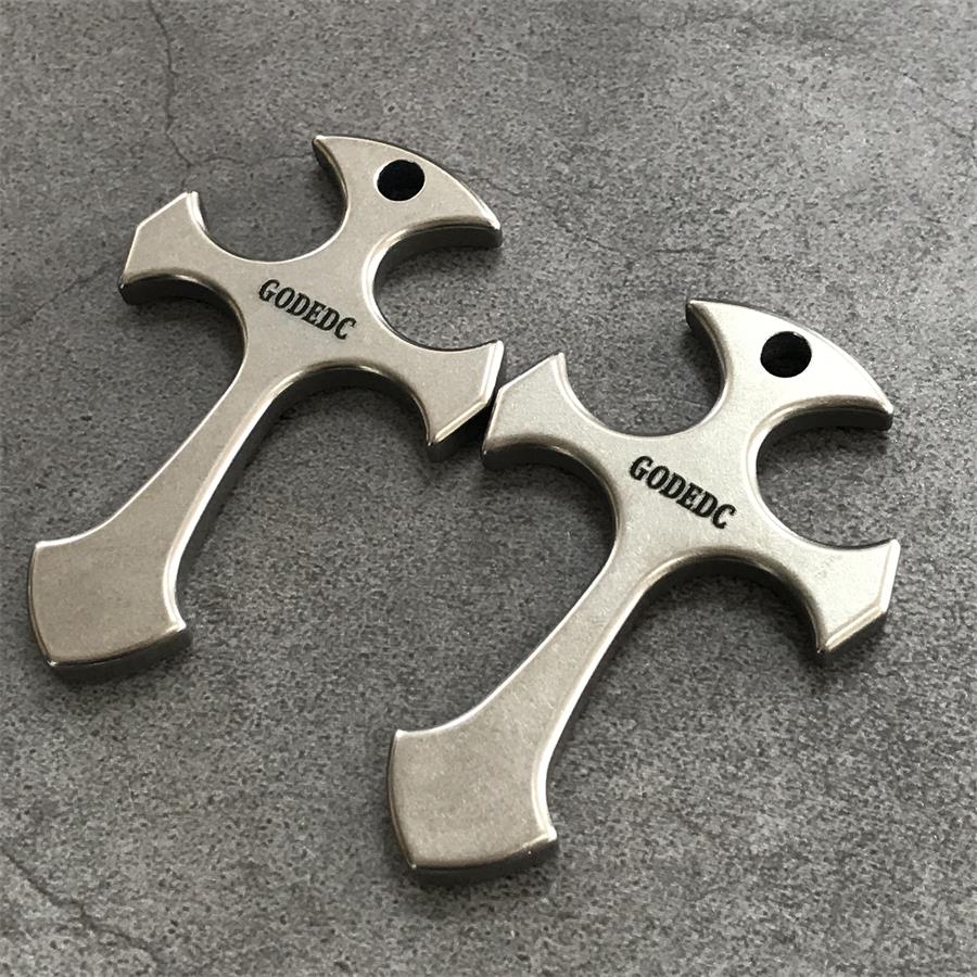 Portable Titanium Cross Pendant for Necklace and Backpack Carry