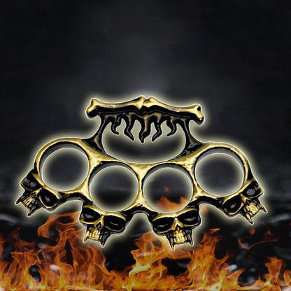 Flame Skull Design Four-Hole Outdoor Tool Made of Zinc Alloy