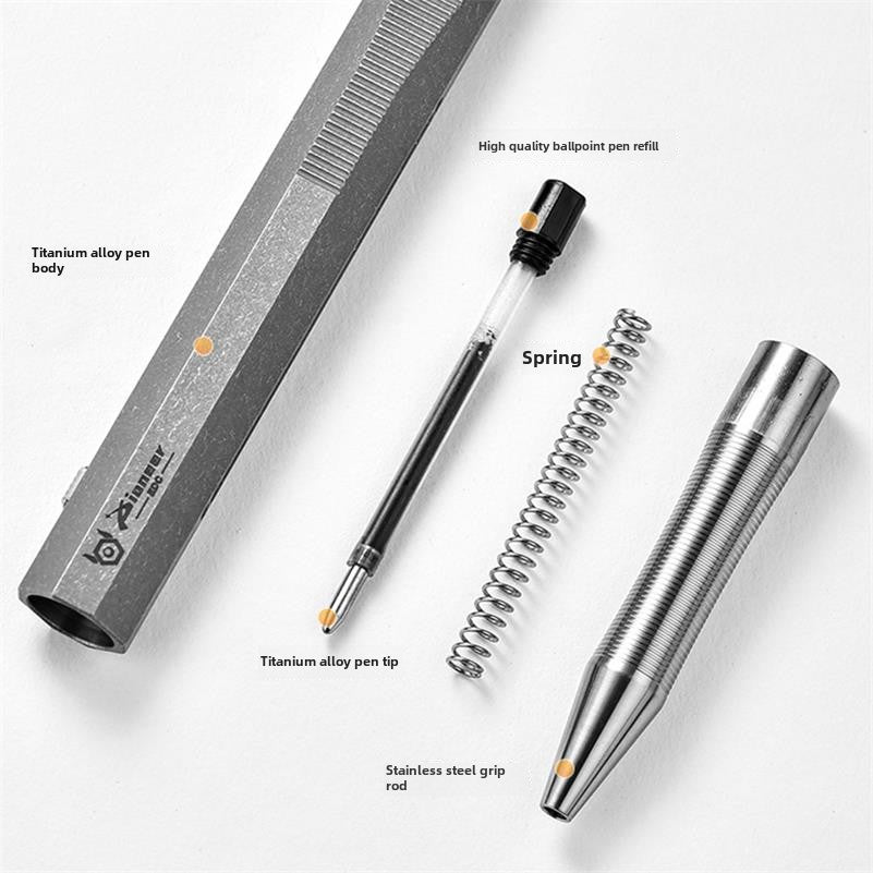 Ergonomic Titanium Sliding Pen with Built-in Crowbar