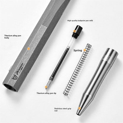 Ergonomic Titanium Sliding Pen with Built-in Crowbar