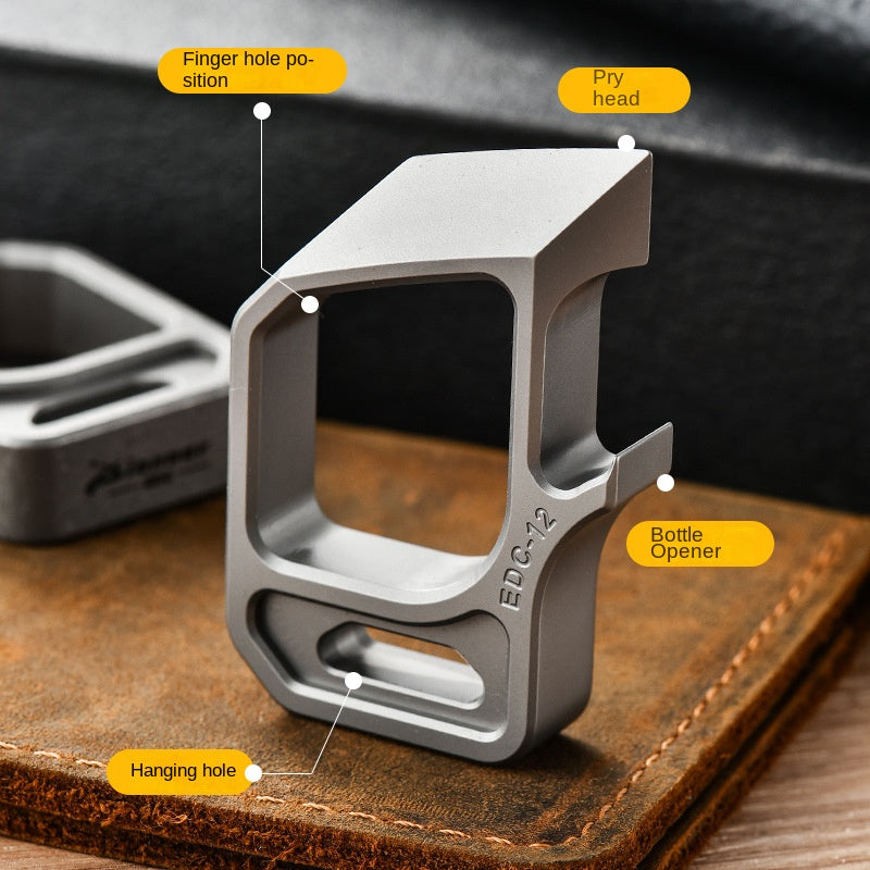 Outdoor Titanium Bottle Opener Pendant with Multiple Functions