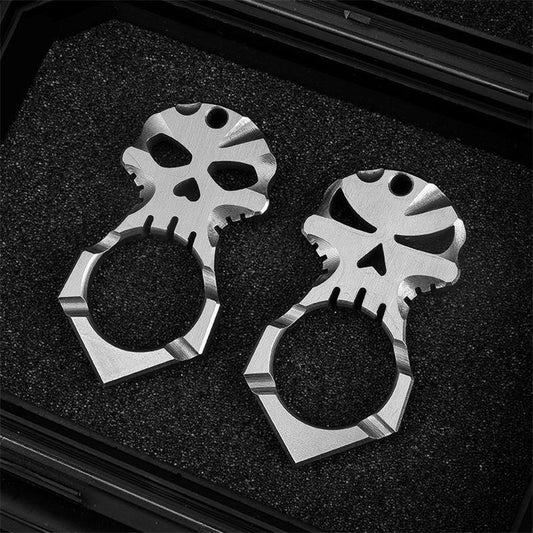 Portable Mini Titanium Skull Outdoor EDC Keychain Tool and Decoration