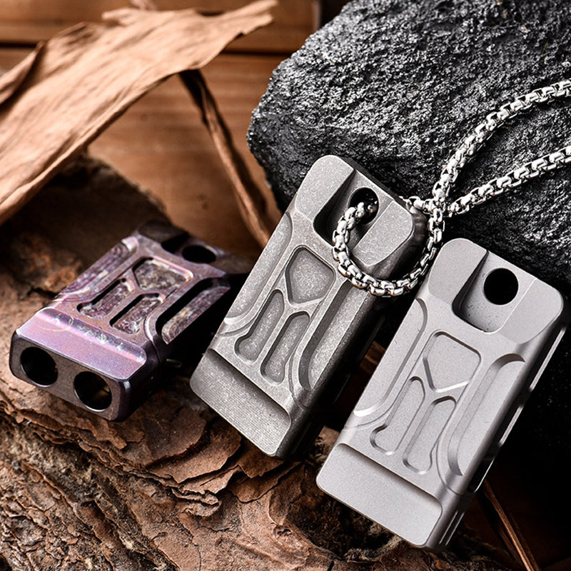 Titanium Twin-Tube Pendant Signal Whistle