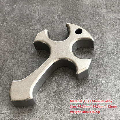 Cross Pattern Titanium Pendant Tool for Outdoor Carry