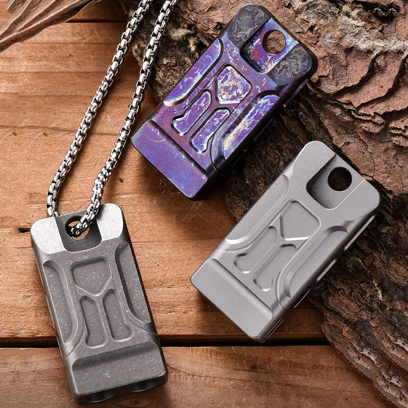 Titanium Twin-Tube Pendant Signal Whistle