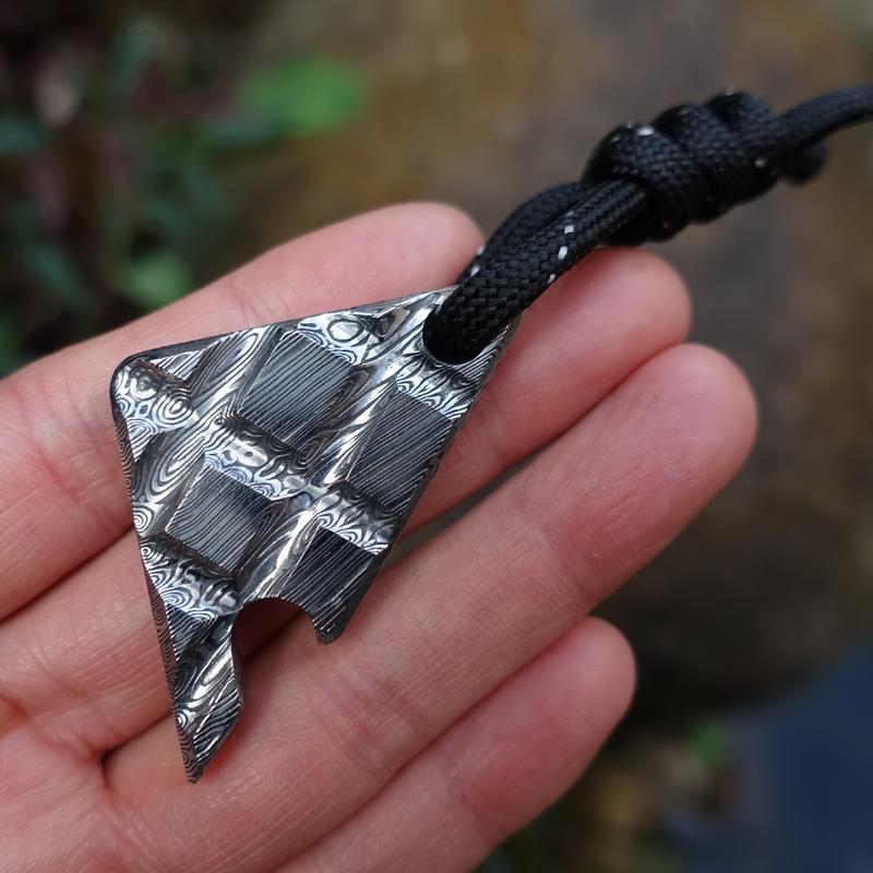 Keychain and Backpack Mini EDC Tool with Damascus Pattern Bottle Opener