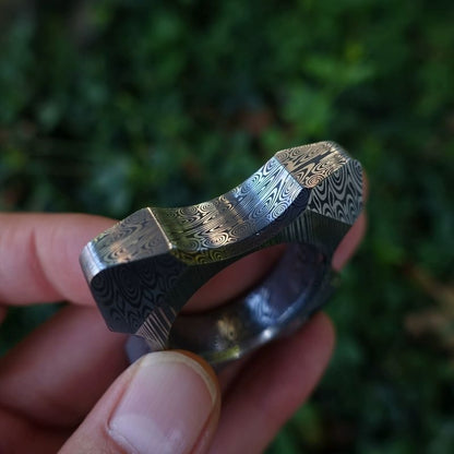 EDC Tool with Damask Pattern One-Hole Damascus Steel Bottle Opener