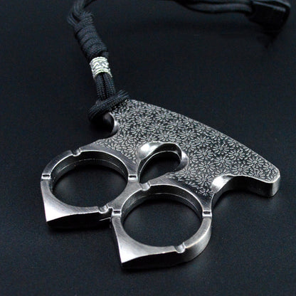 Patterned Two Finger -Brass Knuckle Duster Four Finger Buckle Defence Window Breaker Fighting Gear