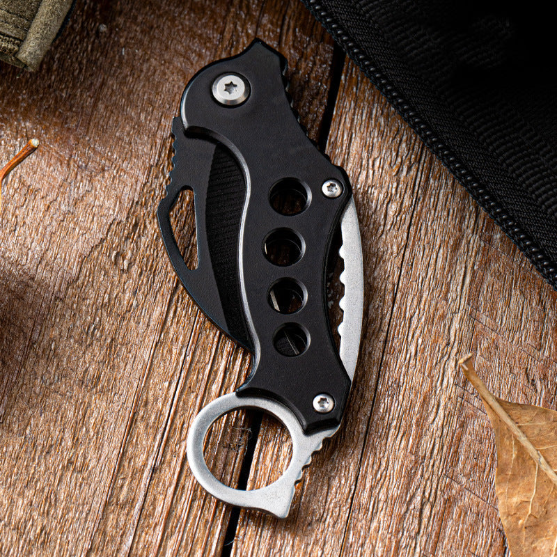 Folding Outdoor EDC Tool Featuring Black Bird Motif