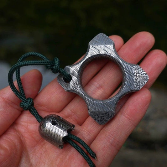 EDC Tool with Damask Pattern One-Hole Damascus Steel Bottle Opener