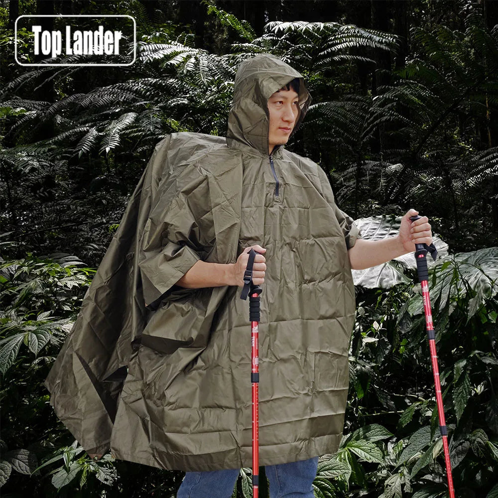 3 In 1 Outdoor Rain Poncho Raincoat Waterproof Camping Tent