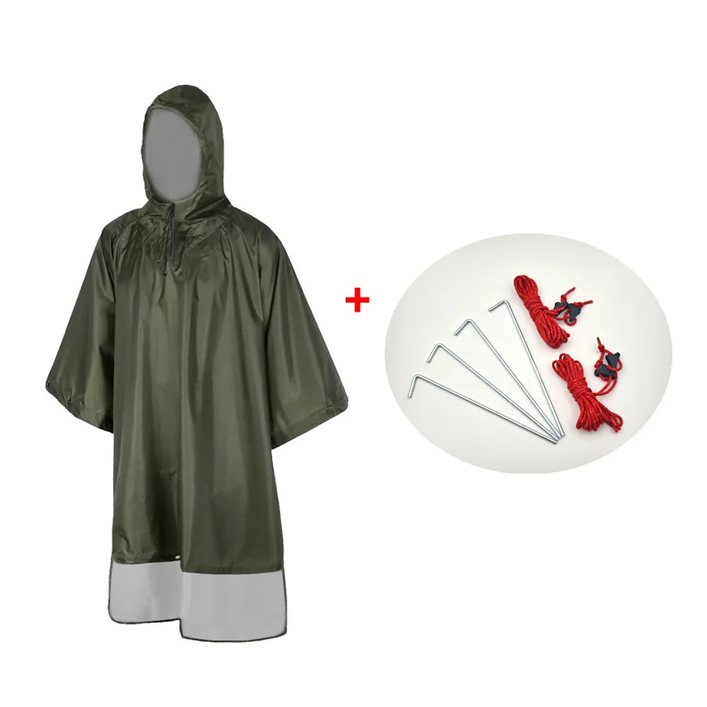 3 In 1 Outdoor Rain Poncho Raincoat Waterproof Camping Tent