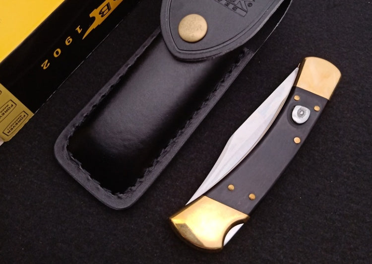 Classic Black Rosewood Folding Tool with Single Copper Rivet Handle