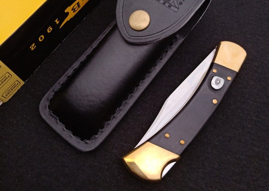 Classic Black Rosewood Folding Tool with Single Copper Rivet Handle