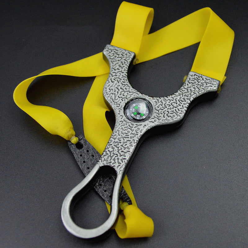 Leather-Strapped Stainless Outdoor Tool with Compass