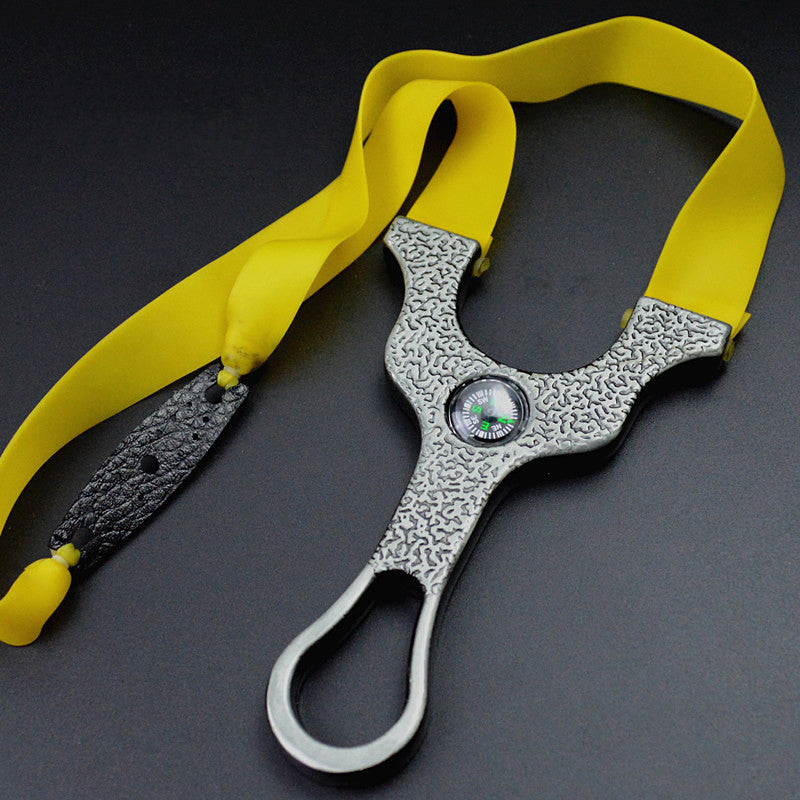 Leather-Strapped Stainless Outdoor Tool with Compass