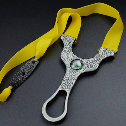 Leather-Strapped Stainless Outdoor Tool with Compass