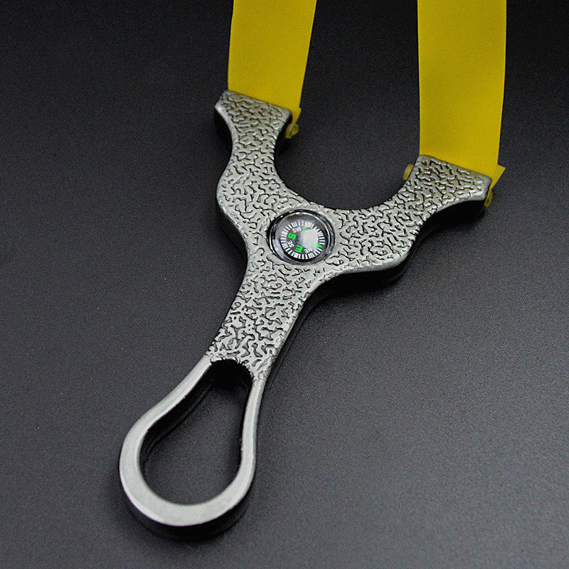 Leather-Strapped Stainless Outdoor Tool with Compass