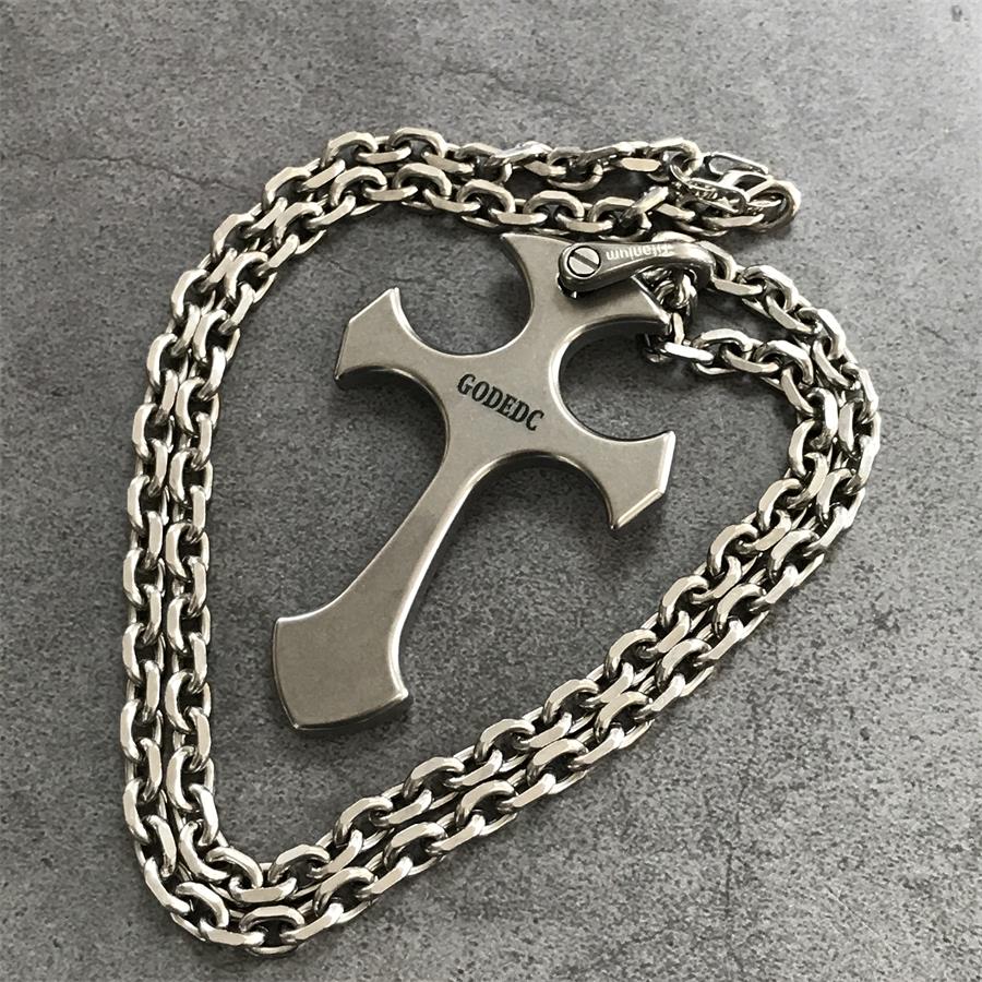Portable Titanium Cross Pendant for Necklace and Backpack Carry