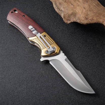 Steel Folding Tool Featuring a Wooden Handle for Outdoor Activities