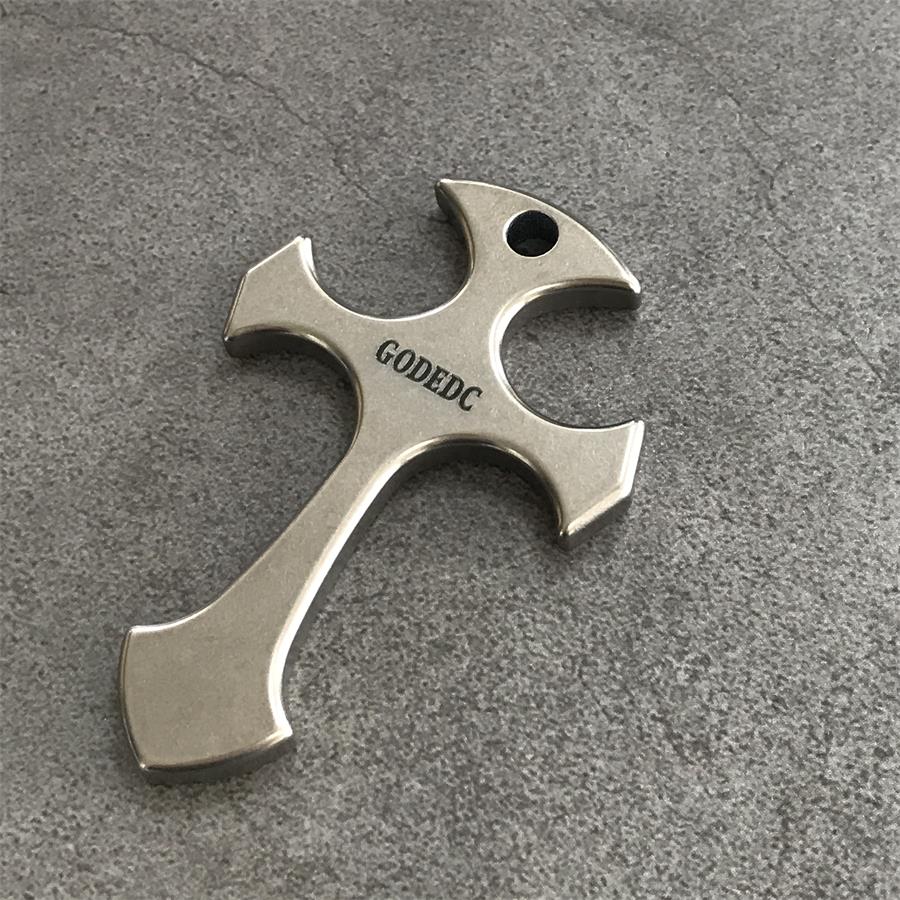 Portable Titanium Cross Pendant for Necklace and Backpack Carry