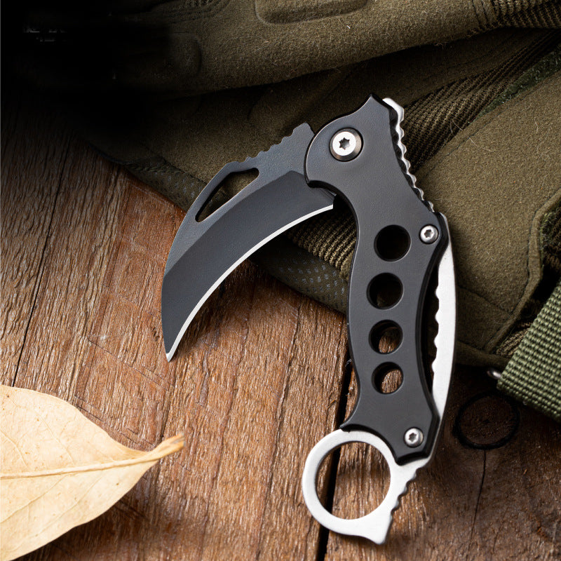 Folding Outdoor EDC Tool Featuring Black Bird Motif