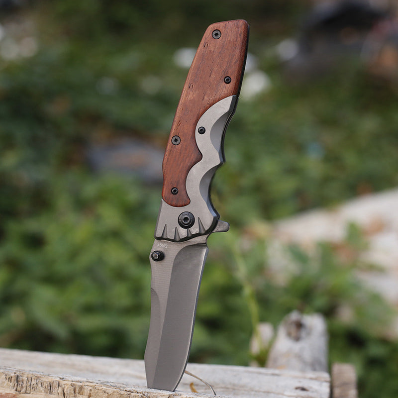 G10 Wood Handle Multi-functional Folding Tool for Outdoor Portable Use